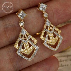 Aazuo 18K Solid Yellow Gold Real Natrual Diamonds 0.50ct Irregular Stud Earring Gifted For Women Advanced Wedding Party Au750