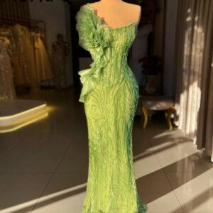 Bright Green Mermaid Evening Dress Lace Ruffles Sleeveless Floor Length Prom Dresses Customized Robe de soiree de femme 2025