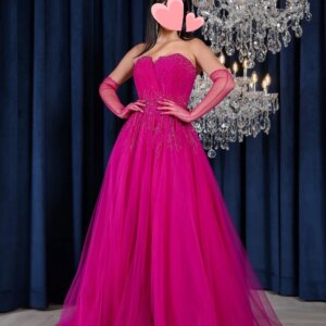 Oisslec Prom Dress Elegant Vintage Sweet Beads Strapless Gloves A-Line Formal Occasion Prom Dress Evening Party Gowns