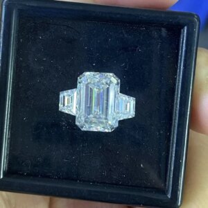 Ruihe Customization 7ct Emerald Cut D VVS1 Moissanite Stone Set for Diy Jewelry Women Couple Wedding Ring Making