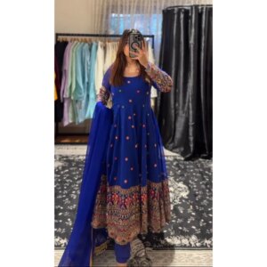 Blue Gown Salwar Kameez Pakistan Indian Wedding Party Dress Polaroid Suit