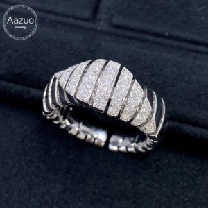 Aazuo High Quality Jewelry 18K Pure White Gold Real Natrual Diamonds Engagement Ring For Woman Charm Jewelry Birthday Gift