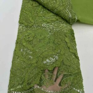 Luxury African Sequins Beaded Lace Fabric 2025 High Quality Groom Nigerian Embroidery French Tulle Lace For Wedding Dress