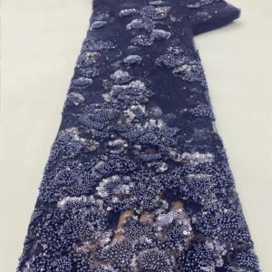 African Beads Lace Fabric 2025 High Quality Sequins Embroidery French Tulle Women Party Nigerian Wedding Lace Material 5y W352-1