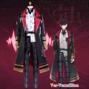 COS-HoHo Anime Vtuber Nijisanji XSOLEIL Ver Vermillion Game Suit Handsome Uniform Cosplay Costume Halloween Party Outfit