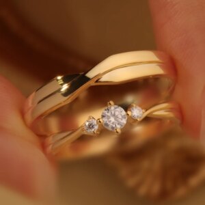 AZS Designer Handcrafted Custom Star-Set Gold-Plated Silver Rings with Lab-Grown Diamonds – Lovers’ Valentine, Wedding rings