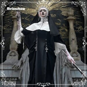 Melonshow Lolita Dress Retro Costume Halloween Dinner Dress Sleeveless Ladies Halloween Princess Lolita Nun Dress