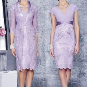 Beauty Two Piece Plus Size Evening Mother Of The Bride Dresses Mermaid Appliques Mother Dresses For Weddings With Lace Coat
