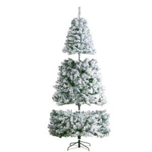 Christmas Tree 7.5ft Prelit Flocked Xmas Tree with 550 LED Lights 1346 Tip