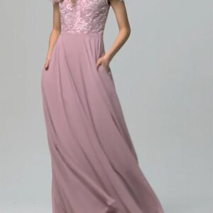 A-line Lace Chiffon Scoop Neck Floor-Length Prom Gowns Formal Evening Dresses Customed