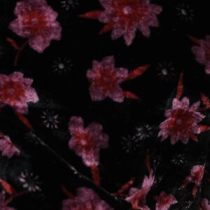 High Quality Real Silk Velvet Fashion Black Bottomed Red Flower Cutout Etched-out Fabric Cheongsam Qipao Cloth
