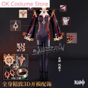 Genshin Impact Mavuika Pyro Archon Game Suit Jumpsuits Uniform Cosplay Costume Halloween Party Role Play Outfit Women