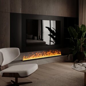 Smart Water Vapor Fireplace, 3D Flame Effect, Tuya APP Control,simulated Burning Wood Sound, Environmentally Friendly Humidifier
