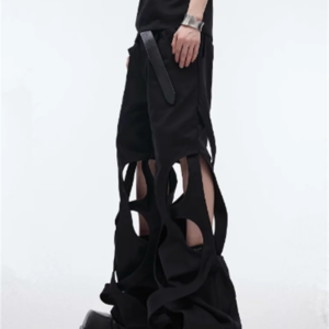 2025 Men’s new heavy niche hollow wound casual pants summer three-dimensional deconstruction loose to do old overalls