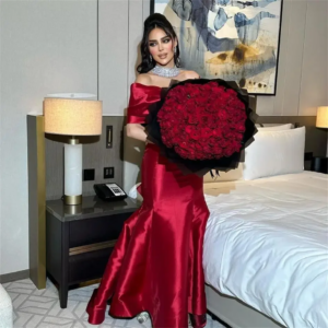 Elegant Mermaid Off Shoulder Dance Party, Saudi Arabian Dress, Pleated Floor Length Backless Formal Party Dress Customized