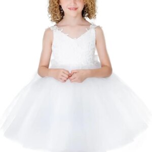 Flower Girl Dress Ivory Lace Tulle Backless Wedding Junior Bridesmaid Dresses princess Gowns girls party baby Communion Gowns