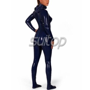 Classical latex blcak catsuit normal zentais with socks and cap but without any decorations zentai