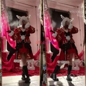 Game Final XIV FF14 Shadowbringers Red Mage Cosplay Costume Halloween Costume Role Play Outfit Dress for Women