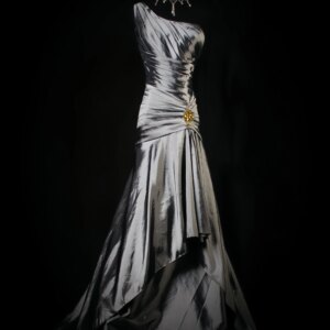 Elegant Grey Evening Dress Mermaid One Shoulder Light Luxury Satin Bow Pleated Party Formal Occasions Wedding Bride Prom Gowns