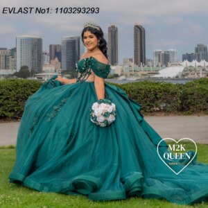 EVLAST Customized 2025 Emerald Green Ball Gown Quinceanera Dress Applique Beading Bow Corset Sweet 16 Vestidos De 15 Anos E1Q884