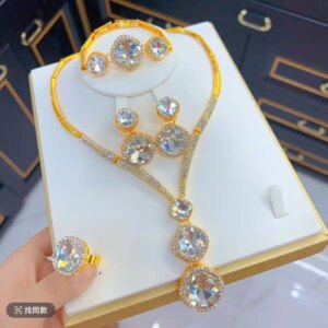Dubai’s New 24K Gold Plated Necklace, Earrings, Rings, Bracelets, Wedding Party Gifts, Jewelry Set for Women YY10539
