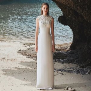 Crystal Evening Dress For Sexy Women Vestidos de festa Elegant O-Neck Flower Mermaid Formal Cocktail Party Prom Gown