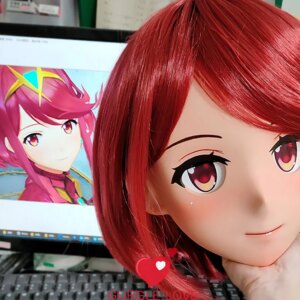 (GLA34)Customize Character Female Girl Resin Half Head Crossdress Cosplay Japanese Anime Role Kigurumi Mask With Eyes And Wig