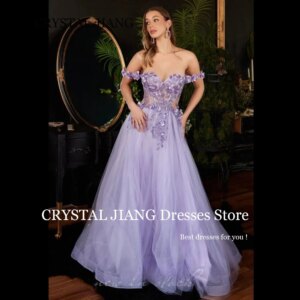 Vestidos Para Eventos Especiales Off the Shoulder Tulle Short Sleeves with Appliques A Line Floor Length Prom Dresses