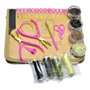 Professional Wholesale Custom Salon Hair Extension Tools Kit Set In Hot Pink Gold Plasma Color Supplies With Logo