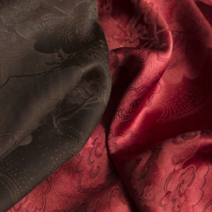 High Quality Gradient Pattern Heavy 40Momme Silk Fragrant Cloud Yarn Double-Sided Jacquard Flower Rose Cheongsam Hanfu Fabric