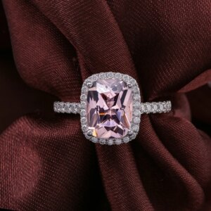 Provence Luxury wedding Ring 10K Solid Gold pink Cushion cut Lab Gemstone DEF/VS Lab Diamonds Halo Ring Personalized Custom