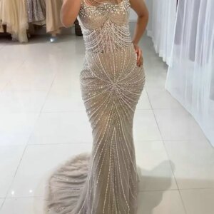 MYMB Exclusive Arabic Cape Sleeves Mermaid Formal Occasion Dress for Women Party Luxury Beaded Tassel 2 Pieces Set Evening Gowns