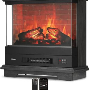 Turbo-27 inch WiFi  Fireplace Heater with Sound Crackling, Freestanding   Mantel