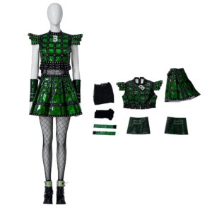Halloween Party Musical Anne Boleyn Cosplay Costume Women’s High Quality Sexy Punk Green Pleated Skirt Theatre Broadway Costume