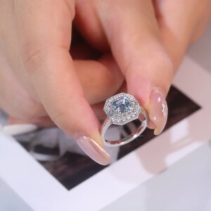 Provence wedding band 14KGold Asscher cut blue Lab Gemstones ring Engagement Band DEF/VS Lab Diamonds Ring Personalized Custom