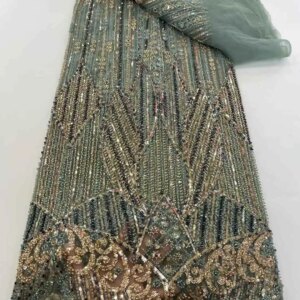 2025 High-End Luxury Beads French Embroidery Groom Lace Fabric African Nigerian With Sequins Fabric For Wedding Dress Sewing