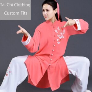 Embroidered Ginkgo Tai Ji Suit New Female Trendy Spring and Autumn High Stretch Yarn Linen Medium Grade Exercise Clothing