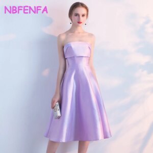 NBFENFA Elegant Slim Strapless Formal Evening Prom Party Dresses for Women Summer 2024 Wedding Bridesmaid Guest Birthday Dress