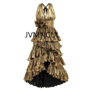 Stylish 2025 V-Neck Sleeveless High Waist Elegant Party Dress with Tail, Sexy and Chic. Perfect for Parties and Summer Nights