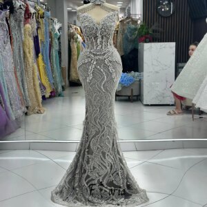 Exquisite Silver Crystal Rhinstones Party Dress with Tassels Halter Sleeveless Mermaid Red-carpet Celebrity Evening Dresses 2024