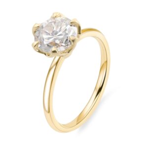 Provence 10K/14K/18K Moissanite Engagement Rings for Women 2 CT Round Cut D Color VVS1 Brilliant Cut GRA Hypoallergic Rings