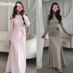 Customized فستان حفلات الزفاف Scoop Neckline Luxury Evening Dresses A-Line Floor-Length Formal Occasion Dresses Flowers Zipper