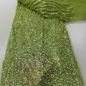 African Beaded Lace Fabric Embroidery Groom Nigerian Bridal 2025 High Quality French Tulle Sequins Lace Fabric For Wedding Party
