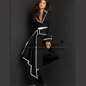 Customized Women Suits Black Lapel Jacket Pants 2 Pieces Mother Of Bride Dresses Ladies Formal Party Prom Blazer
