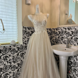 Luxury Evening Dress Tulle O-neck Applique Lace Backless A-Line Long Trailing Formal Banquet Evening Party Elegant Prom Gown New