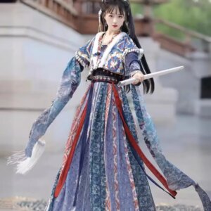 Chinese style Hanfu embroidery 4-piece set Tang clothing embroidery art classical style Hanfu comfortable and breathable