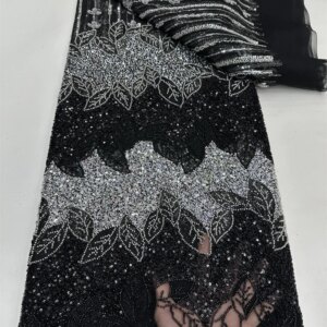 African French Sequined Lace Fabrics 2025 High Quality Beaded Lace Nigerian Groom Embroidered Dress Material For Party Sewing RF