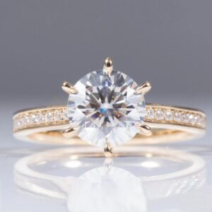 Provence 10K/K14K/18K Moissanite Anniversary Rings for Women 1.5 CT Round Cut D Color VVS1 Brilliant Cut With GRA Certificate