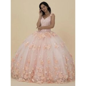 Exquisite 3d Flowers Quinceanera Dress For Women Ball Gown Pageant Appliques Cape Beads Vestidos De 15 Años Customized