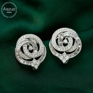 Aazuo Luxurylift18K Solid White Gold Fashion Jewelry Real Diamond 1.0ct Irregular Shape Stud Earring Party Fine Jewelry Hot Sell